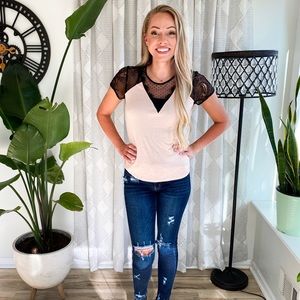 SOLD! 🌷H&M Blush and Black Lace Top